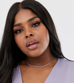 Серебристое ожерелье-цепочка со стразами ASOS DESIGN Curve - Серебряный