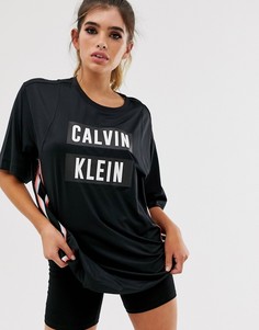 Черная свободная футболка с отделкой лентой Calvin Klein Performance - Черный