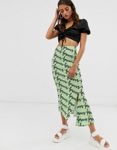 Юбка миди с принтом и разрезом ASOS DESIGN - Мульти