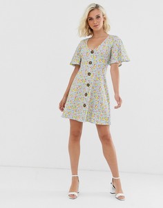 Чайное платье на пуговицах в цветочек ASOS DESIGN - Мульти