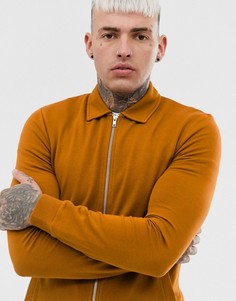 Оранжевая трикотажная куртка Харрингтон ASOS DESIGN - Коричневый