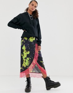 Юбка миди с запахом и кружевным краем ASOS DESIGN - Мульти