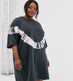Платье-футболка в стиле oversize с принтом тай-дай ASOS DESIGN Curve - Мульти