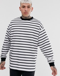Длинный oversize-свитшот с черно-белыми полосками ASOS DESIGN - Белый