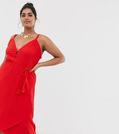 Сарафан миди с запахом и поясом ASOS DESIGN Curve - Красный