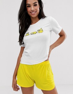 Пижамный комплект из шортов и футболки с дизайном ленивец Adolescent Clothing - Мульти