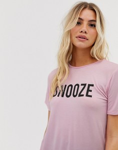 Пижамный комплект с брюками и футболкой с принтом snooze Adolescent Clothing - Розовый