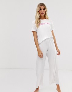 Пижамный комплект с брюками и футболкой с принтом pillow talk Adolescent Clothing - Белый