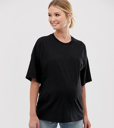 Черная oversize-футболка с отделочными швами ASOS DESIGN Maternity - Черный
