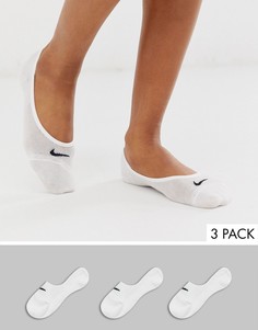 Набор из 3 пар белых невидимых носков Nike - Белый