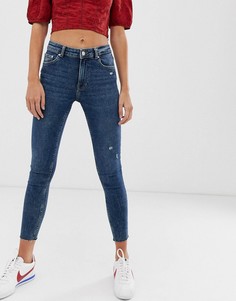 Темно-синие джинсы скинни с 5 карманами Bershka - Синий