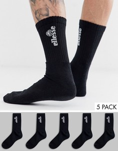 Набор носков с отделкой в рубчик Ellesse - 5 пар - Черный
