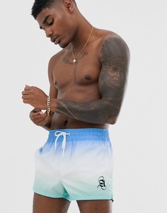 Голубые короткие шорты для плавания с эффектом омбре ASOS DESIGN - Синий