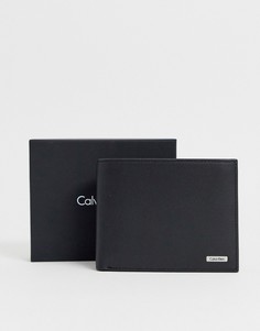 Черный кожаный бумажник Calvin Klein - Черный