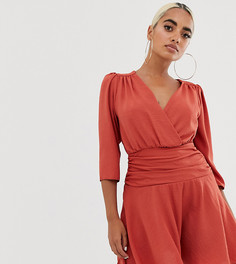 Платье мини с запахом и присборенной талией ASOS DESIGN Petite - Красный