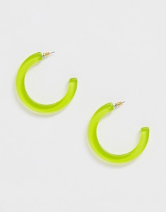 Неоново-зеленые серьги-кольца Missguided - Зеленый