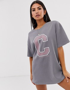 Платье-футболка oversize Couture Club - Серый