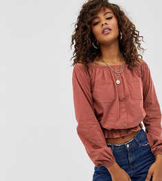 Топ с открытыми плечами и накладными карманами ASOS DESIGN Tall - Фиолетовый