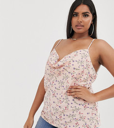 Топ на бретельках со свободным воротом и цветочным принтом PrettyLittleThing Plus - Мульти