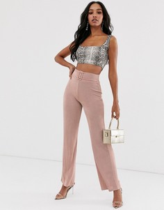 Широкие брюки с поясом ASOS DESIGN - Розовый