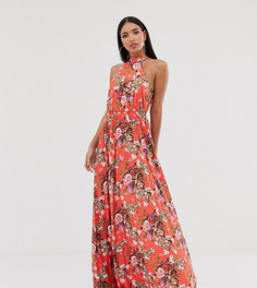 Платье макси с плиссировкой и халтером ASOS DESIGN Tall - Мульти