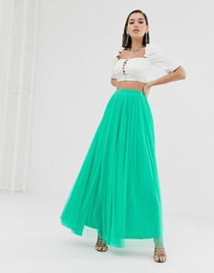 Зеленая юбка макси из тюля Lace & Beads - Зеленый