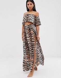 Пляжная юбка макси с тигровым принтом из комплекта ASOS DESIGN - Мульти