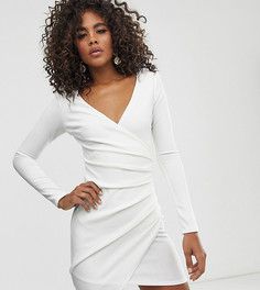 Белое асимметричное платье миди с длинными рукавами Club L London Tall - Белый