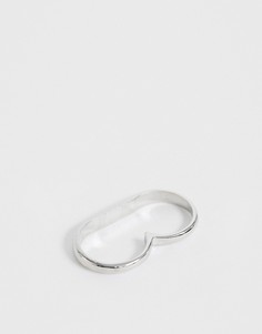 Серебристое кольцо на два пальца DesignB - Серебряный