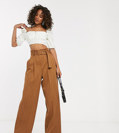 Широкие брюки в тонкую полоску с поясом ASOS DESIGN tall - Мульти