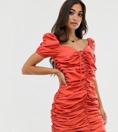 Присборенное платье с завязкой Glamorous Petite - Красный
