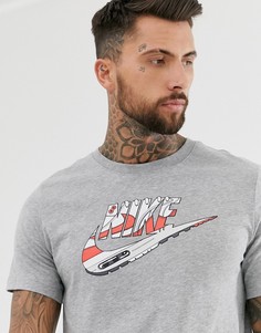 Серая футболка с логотипом-галочкой Nike - AM-1 - Серый
