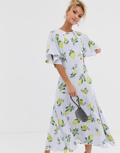 Платье макси с принтом лимоном Never Fully Dressed - Мульти