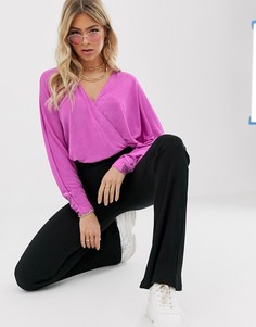 Фиолетовый топ с запахом и рукавами летучая мышь ASOS DESIGN - Фиолетовый