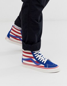 Высокие кроссовки с красными и синими полосками Vans Anaheim Sk8 - Белый