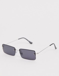 Солнцезащитные очки с черными прямоугольными стеклами Monki - Черный