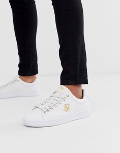 Белые кроссовки с золотистым логотипом SikSilk - Белый