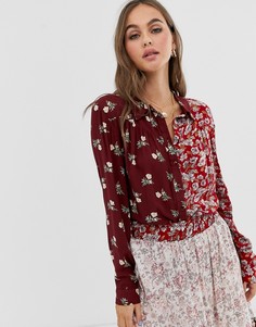 Рубашка с комбинированным цветочным принтом Pieces - Мульти