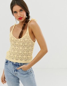 Топ в технике кроше с завязками на плечах ASOS DESIGN - Желтый