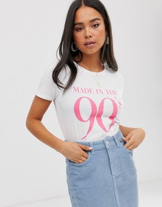 Белая футболка с надписью made in the 90s New Look - Черный