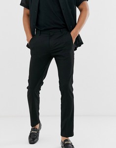 Черные строгие брюки зауженного кроя Topman - Черный