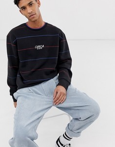 Черный свитшот в полоску с надписью circa Topman - Черный