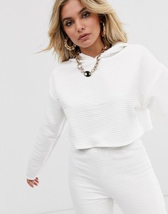 Комбинируемый укороченный худи белого цвета в рубчик Missguided - Белый