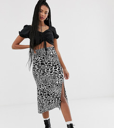 Трикотажная юбка миди с разрезом и звериным принтом ASOS DESIGN - Мульти