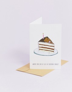 Поздравительная открытка на день рождения с надписью would you like a slice Nocturnal Paper - Мульти