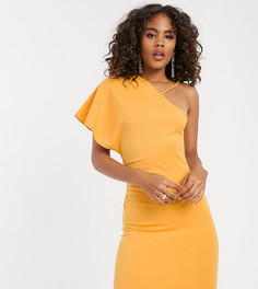 Платье мини на одно плечо со сборками сбоку ASOS DESIGN Tall - Оранжевый