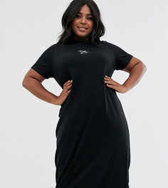 Платье-футболка миди с узором в стиле созвездия Daisy Street Plus - Черный