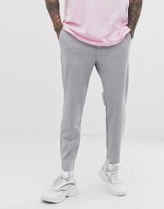 Серые укороченные брюки скинни Bershka - Серый