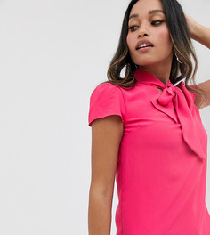 Ярко-розовая блузка с бантиком River Island Petite - Розовый