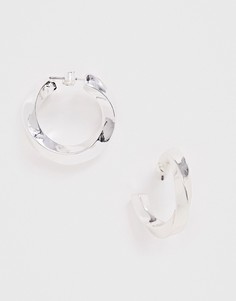 Серебристые серьги-кольца с оригинальным дизайном Weekday - Серебряный